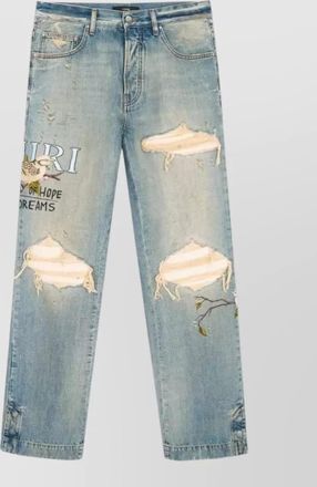 Amiri distressed printed straight-leg jeans
