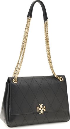 Tory Burch Womens Charlie Shoulder Bag Black Calf Leather Bos Taurus
