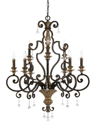 Netlighting Marquette 9 Light Chandelier Antique Bronze Finish E14 in Brown