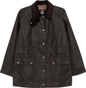 Barbour Modern Checked Border Wax Jacket - Dames - Zomerjassen - Bruin - XS - Katoen - Jassen