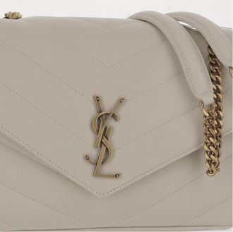 Saint Laurent Womens Loulou Media Bag White Lambskin Leather Shoulder