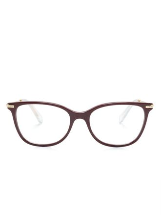 Swarovski SK2010 square-frame glasses - women - Acetate/Metal/Crystal - 54 - Red
