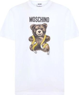 Moschino Teddy Bear Katoenen Jersey T-shirt - Heren - T-shirts - Wit - M - Katoen - Tops