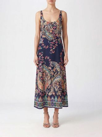 Etro Abito midi in cr&ecirc;pe con stampa Paisley e cintura da annodare in vita