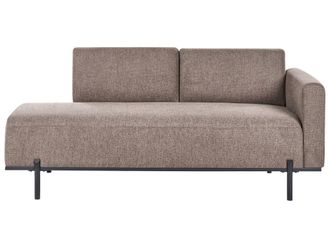 Beliani Chaise longue Lino sint&eacute;tico Marr&oacute;n claro