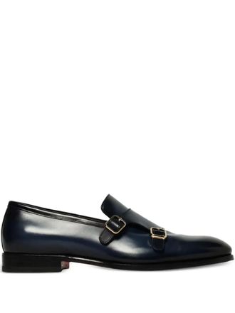 Santoni buckle-detail leather loafers - Blue