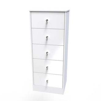 Welcome Furniture Porto Ready Assembled Tallboy Chest of Drawers with 5 Drawers - White Matt - Welcome Furniture | TJ Hughes