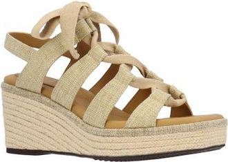 J. Rene&eacute; Garlynn Lace-Up Platform Wedge Sandal - Wide Width Available in Tan at Nordstrom, Size 10.5