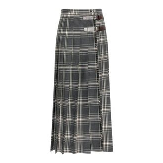 Max Mara Lange wikkelrok - Dames - Maxi Rokken - Veelkleurig - XS - Wol - Rokken