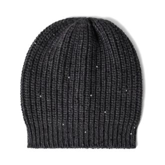 Brunello Cucinelli Diamond Yarn Muts - Dames - Hoeden - Zwart - S - Kasjmier - Accessoires