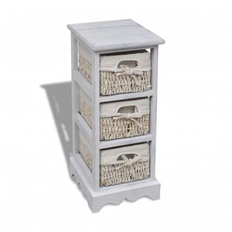 vidaXL Vidaxl - Estante Con 3 Cestas Tejidas De Almacenamiento Madera Blanca
