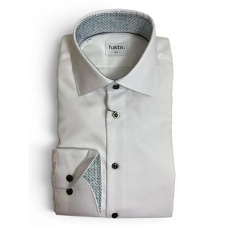Fakts 1457 Slim Fit Busy Shirt - Heren - Zakelijke Overhemden - Wit - L - Leer - Overhemden