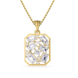 Diamond2Deal 18k Vermeil Plated Silver 5 Ct Emerald Cut Lab Grown Diamond Pendant Necklace 18