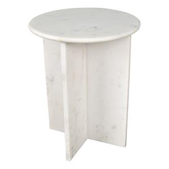 Jonathan Y Designs Javier 17.75 Contemporary Natural Marble Handmade X-Shaped End Table in White at Nordstrom
