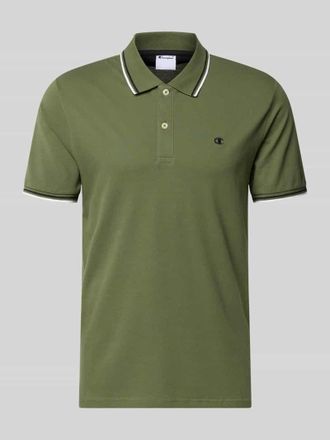 Champion Slim Fit Poloshirt mit Label-Stitching in Oliv, Gr&ouml;&szlig;e XXL