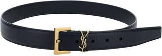 Saint Laurent Leather Logo Buckle Belt - Black