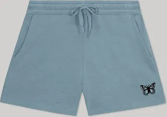 Dalix Womens Butterfly Midweight Washed Fleece Shorts in Misty Blue at Nordstrom, Size Xx-Large