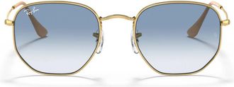 Ray-Ban Sunglasses Rb3548 001/3 F Hexagonal Gold/Light Blue Unisex
