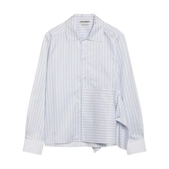 J.W.Anderson Asymmetrisch gedrapeerd shirt - Dames - Blouses & Shirts - Blauw - Maat: XS Katoen