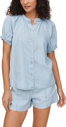Bella Dahl Chambray Short Sleeve Button-Up Shirt in Sun Bleached Wash at Nordstrom, Size X-Small