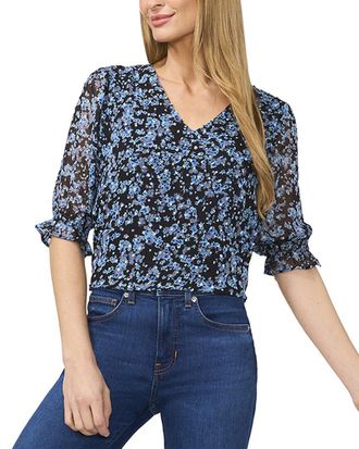 CeCe by Cynthia Steffe Cece Elbow Sleeve Ruff V-Neck Blouse