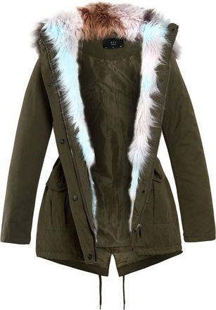 SS7 Womens Padded Coat Khaki Hooded Faux Fur Parka Size 8 10 12 14 16 Fishtail
