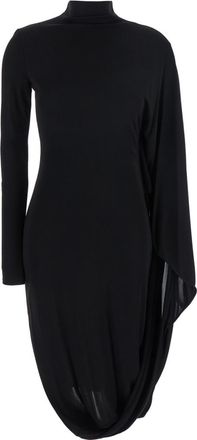 Stella McCartney Black Mock Collar Midi Dress