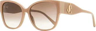 Jimmy Choo London Shay Butterfly Cat-Eye Glitter Sunglasses - Beige