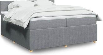 vidaXL Vidaxl - Cama Box Spring Con Colch&oacute;n Tela Gris Claro 200x200 Cm