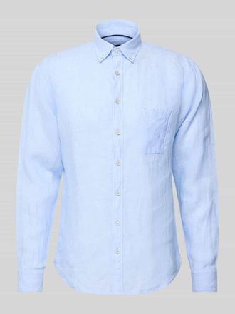 Fynch-Hatton Fynch-Hatton Regular Fit Leinenhemd mit Button-Down-Kragen in Hellblau, Gr&ouml;&szlig;e XXL