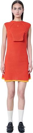 Kiko Kostadinov Kiko Kostadinov, Kleedjes, Dames, Rood, S, Gestructureerde Gebreide Zijden Jurk met Gedrapeerde Panelen
