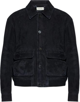 Frame Denim Suede Blouson - Heren - Leren en Su&egrave;de Jassen - Blauw - M - Leer - Jassen