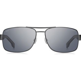 BOSS 62mm Oversize Polarized Navigator Sunglasses in Dark Ruthenium/Grey Polar at Nordstrom Rack