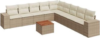 vidaXL Juego De Sof&aacute;s Jard&iacute;n Con Cojines Beige 10 Pzas Rat&aacute;n Sint&eacute;tico Vidaxl