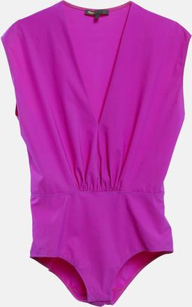 Maje Pink Jersey Plunging Neck Tilio Bodysuit