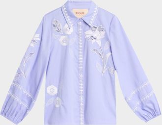 Figue Elaine Embroidered Button-Down Top