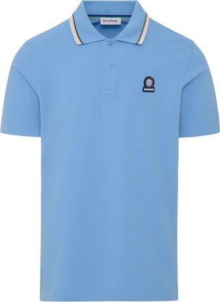 Sandbanks Mens STRIPE TAPE POLO DUSTY BLUE Cotton - Size X-Large