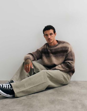 AllSaints Kian - Maglione girocollo marrone a righe
