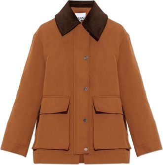 Ganni Oversized Jas - Dames - Zomerjassen - Bruin - L - Polyester - Jassen