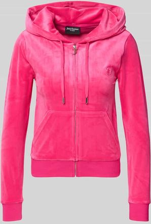Juicy Couture Sweatjacke mit Label-Stitching Modell ROBERTSON in Neon Pink, Größe XL
