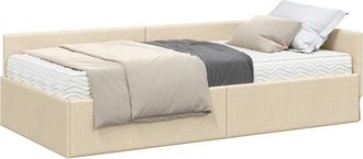 vidaXL Estructura De Cama Esquina Con Colch&oacute;n 2 Uds. Crema 90 X 190 Cm Vidaxl