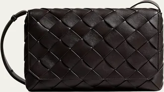Bottega Veneta Mens Diago Large Intreccio Leather Messenger Bag