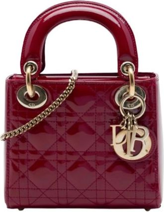 Dior Pre-owned Lady Dior Mini Bag - Dames - Vintage Mini Tas - Rood - ONE Size - Leer - Vintage