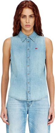 Diesel Sleeveless denim shirt - Denim Shirts - Woman - Blue