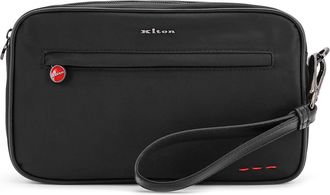 Kiton Nylon Clutch Bag With Iconic Logo Embroidery