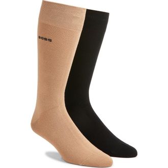 BOSS Assorted 2-Pack Crew Socks in Medium Beige at Nordstrom Rack, Size 7-13