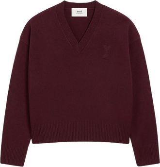 Ami Red V Neck Sweater
