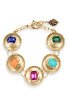 Kurt Geiger Crystal Button Flex Bracelet in Gold/Multi at Nordstrom