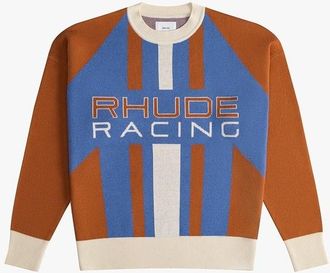 Rhude MenS Brick Blue Cashmere Blend Knit Sweater, Size XS