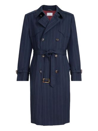 Brunello Cucinelli Trench a righe - Blu